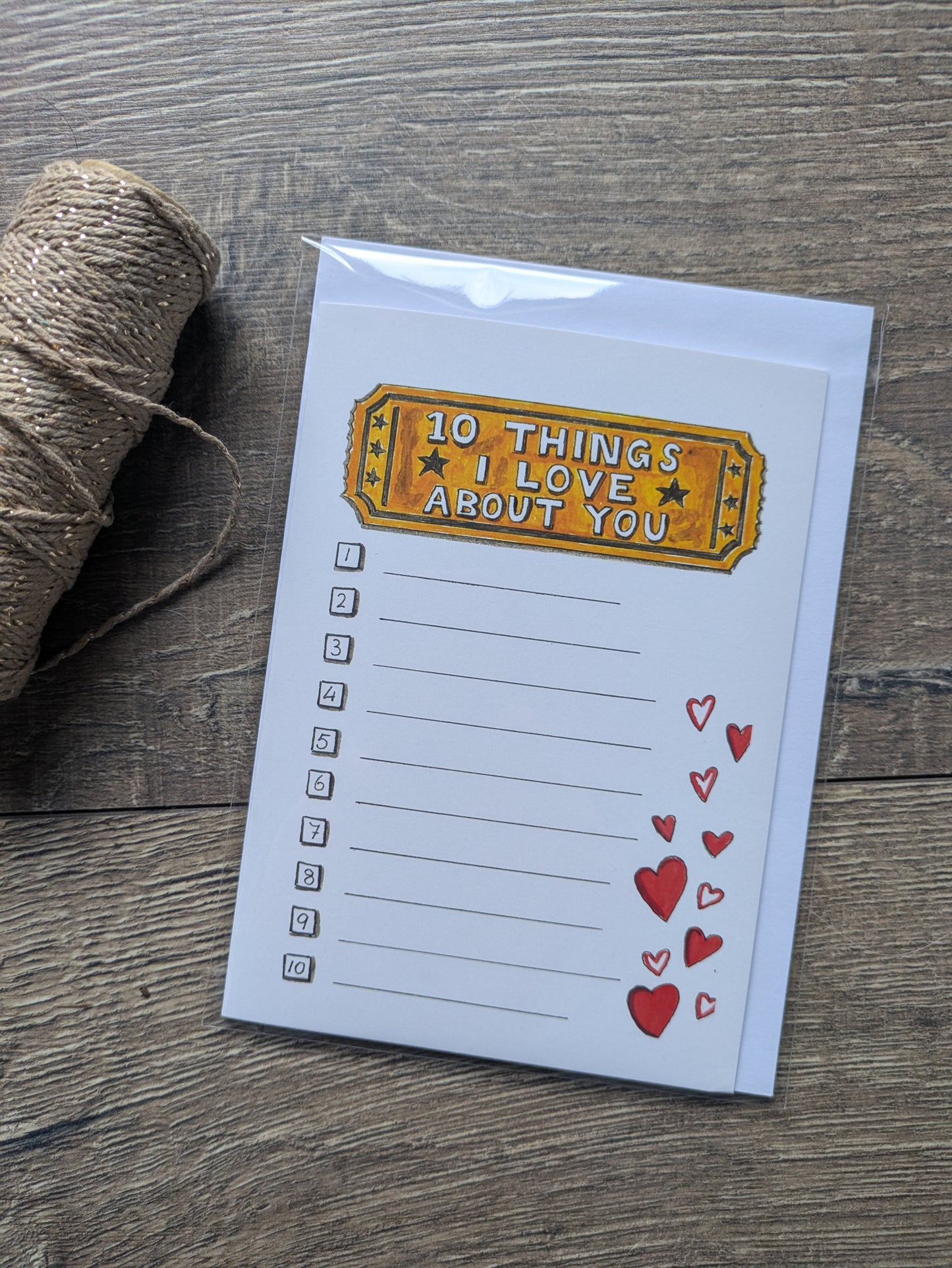 Greeting card, 10 things I love about you