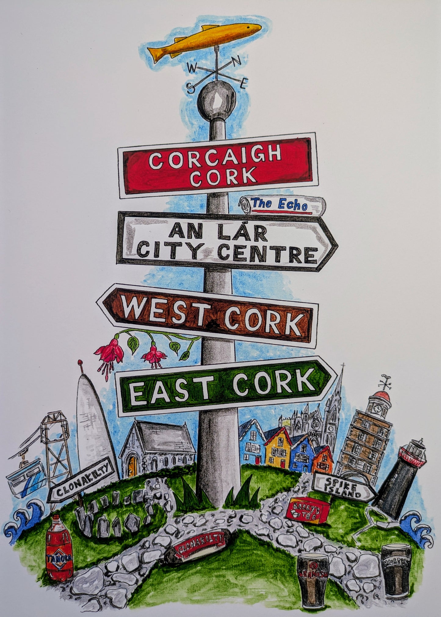 A4/A5 Art Print, All roads lead to Cork