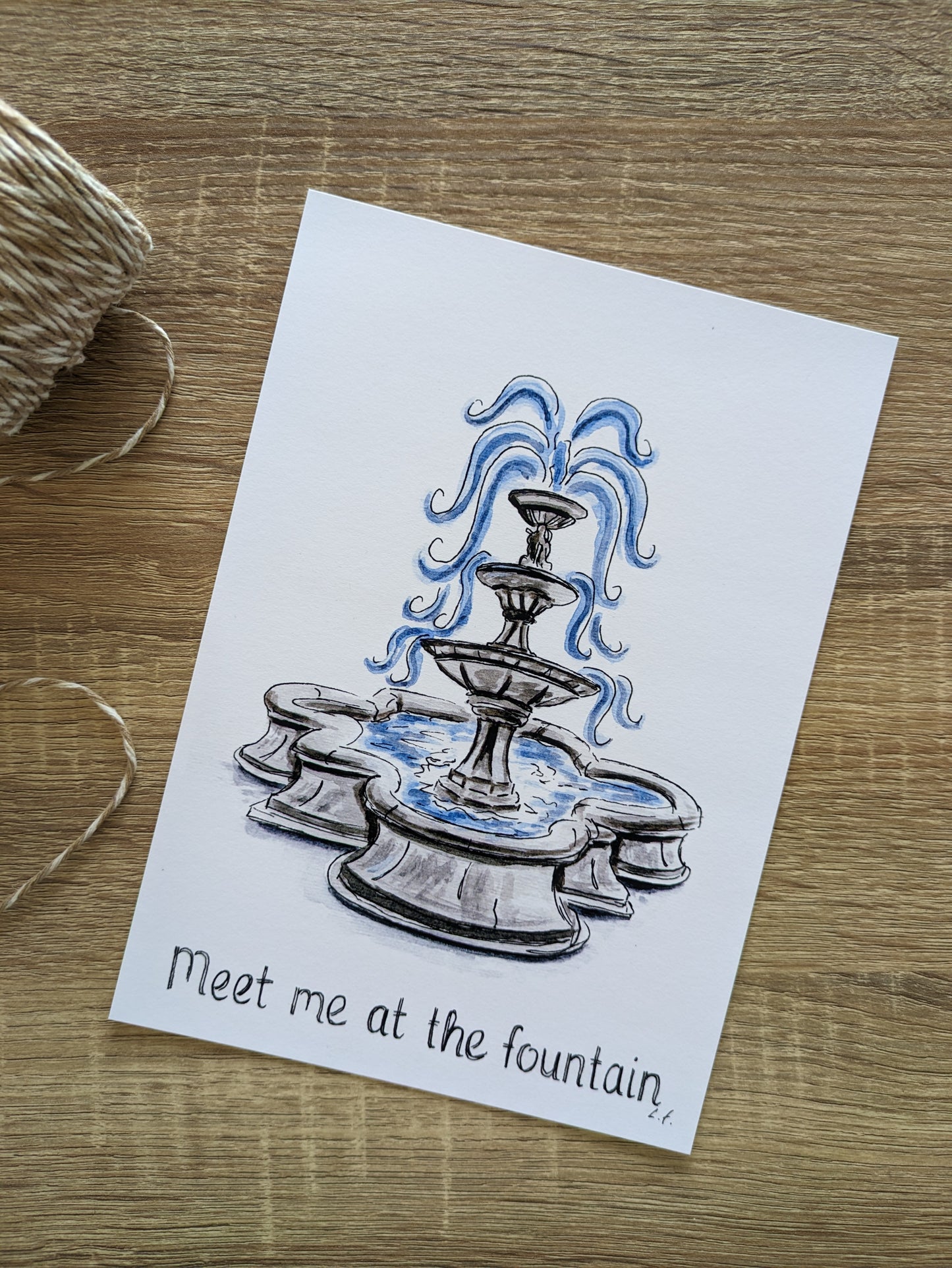 A5 Art Print, Meet me at the Fountain
