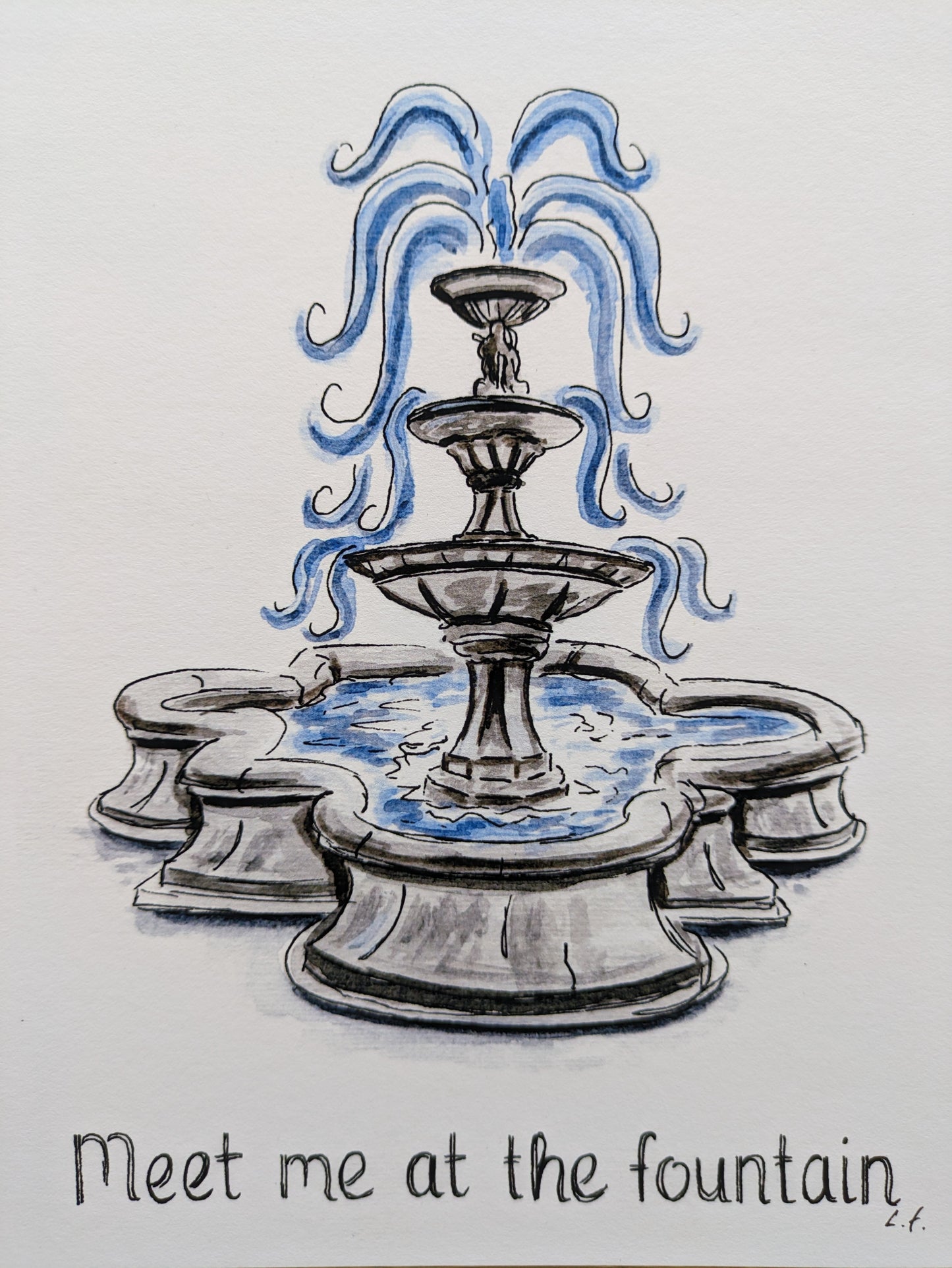 A5 Art Print, Meet me at the Fountain