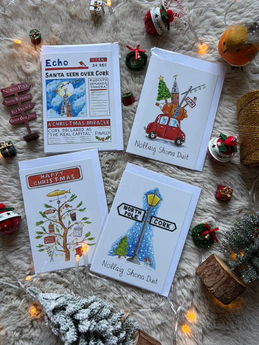 1. Cork Christmas cards, 4 pack