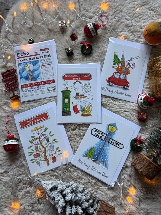 1.1 Cork Christmas cards, 5 pack