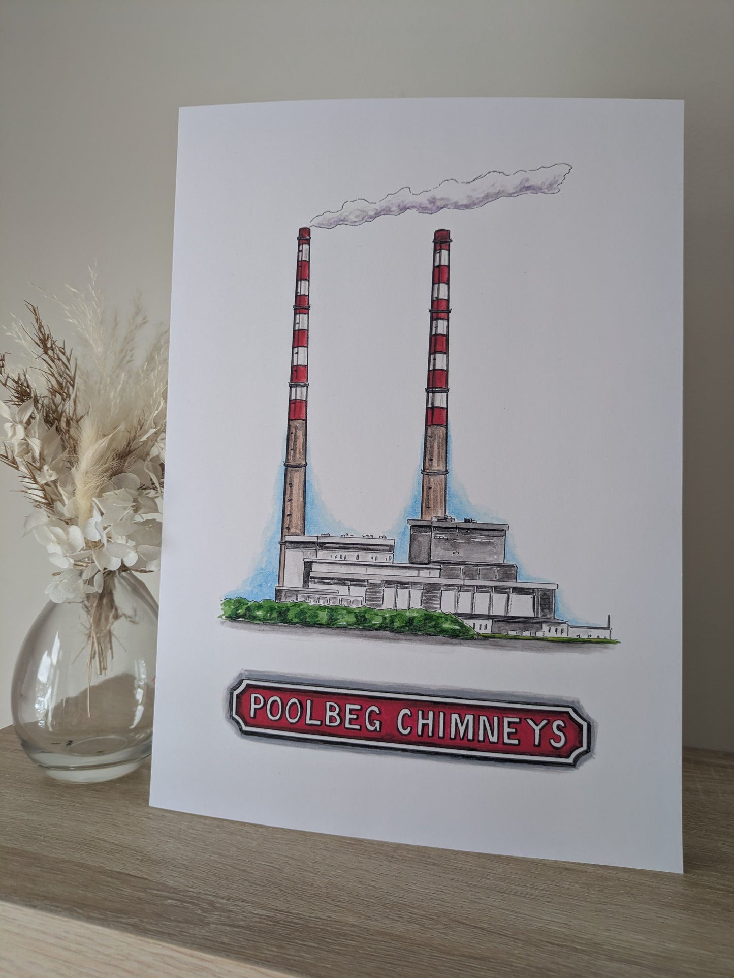 A4/A5 Art print, Dublin Poolbeg Chimneys