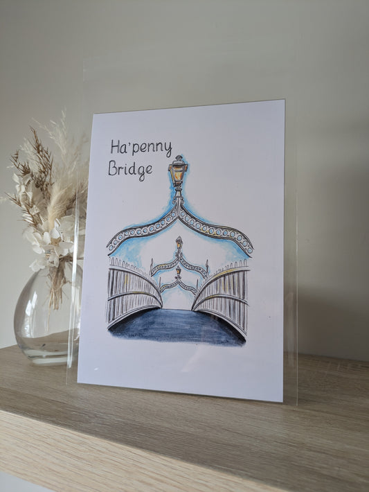 A5 Art print, Dublin Ha’penny Bridge