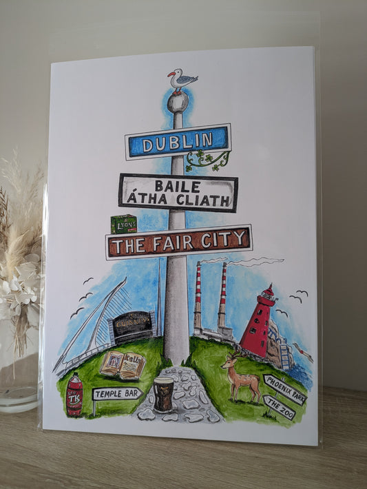 A4/A5 Art print, Dublin, The Fair City
