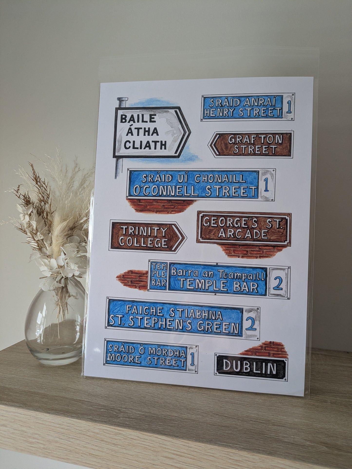 A4/A5 Art print, Dublin street signs