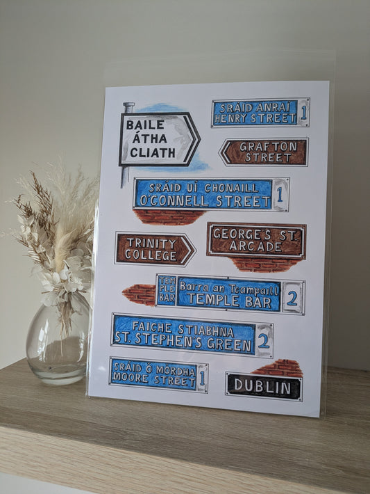 A4/A5 Art print, Dublin street signs