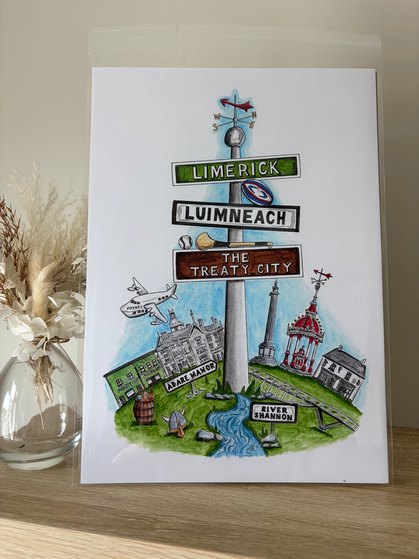 A4/A5 Art print, Limerick, The Treaty City