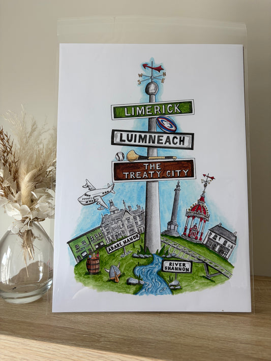 A4/A5 Art print, Limerick, The Treaty City
