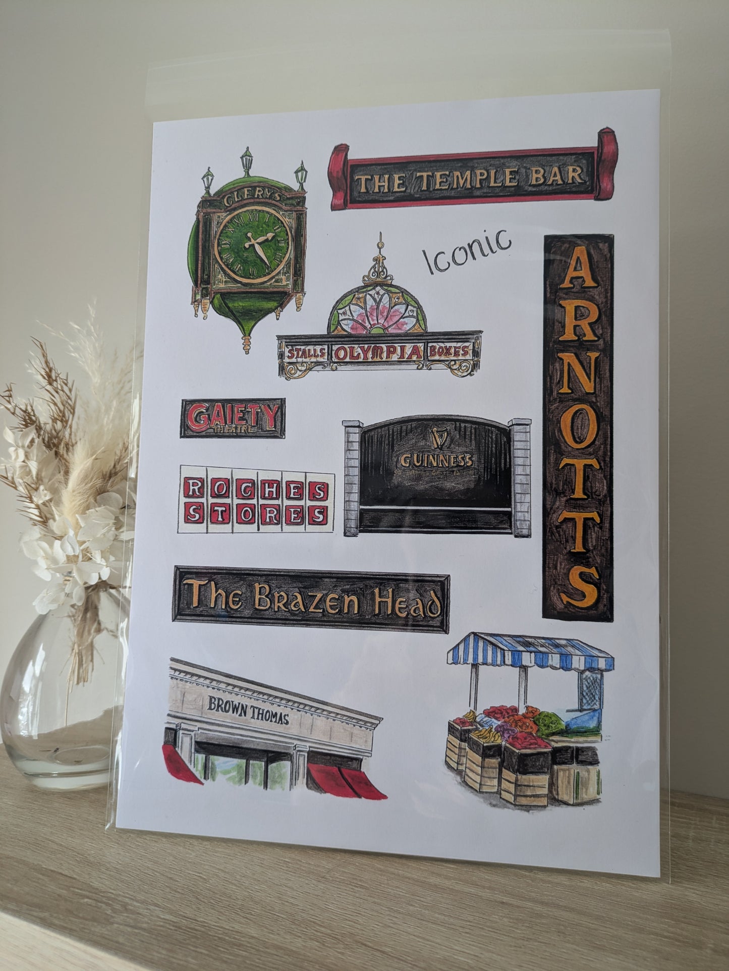 A4/A5 Art print, Dublin icons