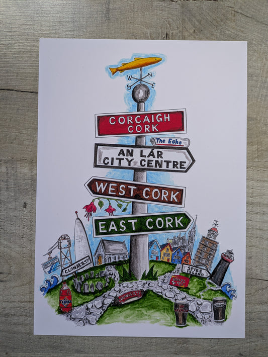 A4/A5 Art Print, All roads lead to Cork