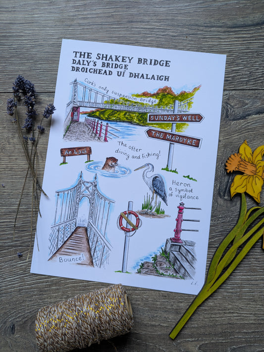A4/A5 Art print, The Shakey Bridge